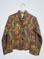 Coldwater Creek Paisley Print Button-Front Jacket
