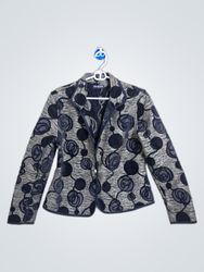 KHANGURA Women's Black and Gold Patterned Blazer