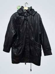 Black Leather Hooded Jacket