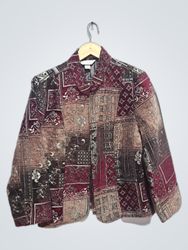 christopher & banks women's patchwork print blazer