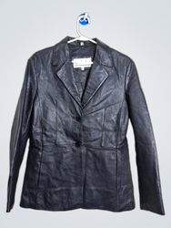 Mitsu New York Milan Paris Black Leather Blazer