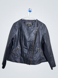 IMAN Quilted Faux Leather Moto Jacket