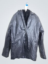 USA Leather Hooded Black Jacket