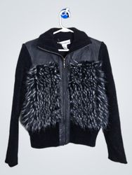 Victoria Harbour Black Faux Fur & Leather Jacket
