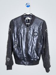 ZARA Basic Bomber Jacket with Embellished Sleeves