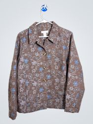 Appleseeds Brown Floral Print Button-Up Jacket