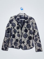 KHANGURA Women's Black & Gold Patterned Blazer
