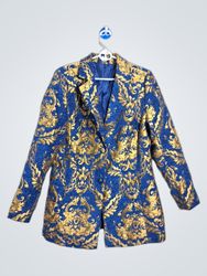 VENUS Blue and Gold Brocade Blazer