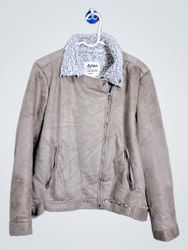 Dylan Faux Suede Sherpa Lined Moto Jacket