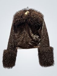SILENCE + NOISE Brown Faux Fur Jacket