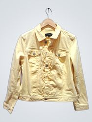Talbots Yellow Ruffle Denim Jacket