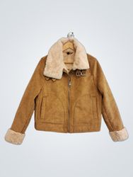 Divided H&M Brown Faux Suede Sherpa Lined Jacket