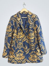 VENUS Blue and Gold Brocade Blazer
