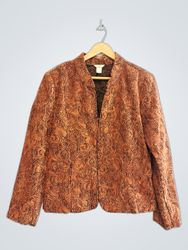Christopher & Banks Women's Orange Paisley Print J..