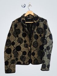 KHANGURA Women's Black & Gold Patterned Blazer