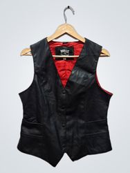 Badass & Beautiful Black Faux Leather Vest with Re..