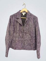 Dressbarn Geometric Print Zip-Up Jacket
