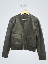 Moda International Leather Bomber Jacket