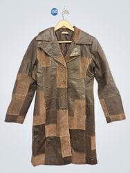 BRANDON THOMAS Patchwork Leather & Suede Trench Co..