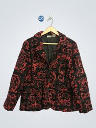 Kim Rogers Women's Black & Red Brocade Blazer