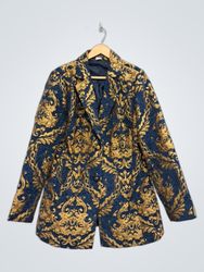 VENUS Blue and Gold Brocade Blazer