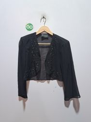 S.L. Fashions Black Beaded Cropped Bolero Jacket
