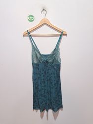 Teal floral lace chemise