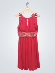 DS Petite Red Beaded Waist Dress