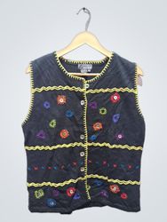 Lisa Nichols schwarze bestickte Strickweste