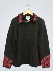 Carly St. Claire Black Embroidered Cardigan
