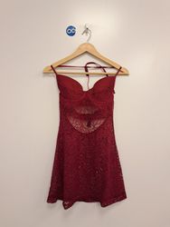 POPSI LINGERIE Red Lace Dress with Cutout Detail