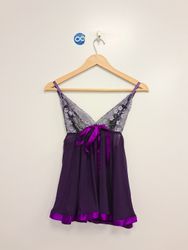 Purple Babydoll with Lace and Bow Detail