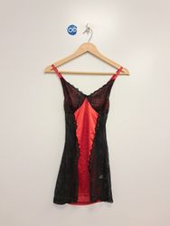 Red and black lace slip