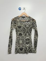 Karen Kane Women's Sheer Paisley Long Sleeve Top