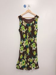 Anna Women's Sleeveless Floral Print Brown Dress