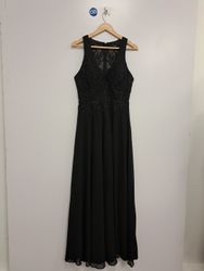 Black Lace Embellished Maxi Dress