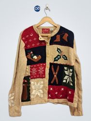 Holiday Lodge Women's Ugly Christmas Sweater Cardi..