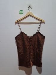 Erika Taylor Intimates Brown Lace-Up Corset Top