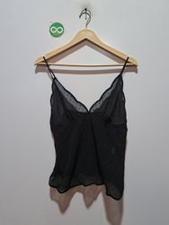 Black sheer camisole with polka dots