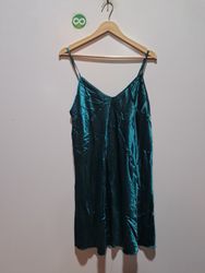 Teal Satin Slip Dress