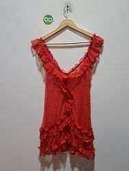 Red Ruffled Sheer Babydoll