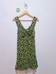 Green floral print mini dress