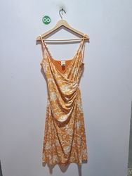 Joie Orange Floral Print Ruched Wrap Dress