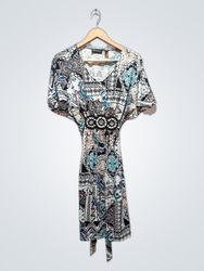 NINA LEONARD Women's Printed Belted Dress