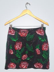 12TH TRIBE Sequin Rose Mini Skirt