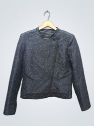 BCBGMAXAZRIA Black Textured Biker Jacket