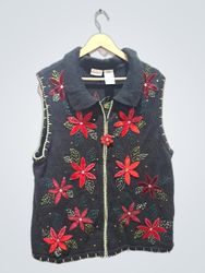 White Stag Women's Plus Black Floral Embroidered S..