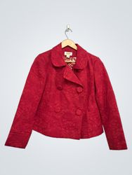 Talbots Rotes Jacquard-Zweireiher-Sakko