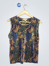 Plicce Floral Top senza maniche plissettato