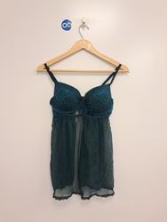 Babydoll in pizzo turchese